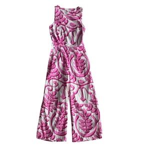 Anthropologie Porridge Rosy Cut-Out Floral Paisley Pink White Jumpsuit Size 4